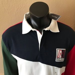 NAUTICA Mens GRAPHIC LONG SLEEVE POLO RUGBY XL